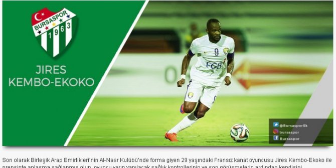 Bursaspor Ekoko’yu açıkladı
