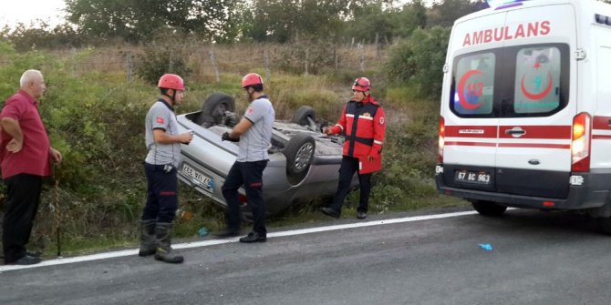 Yoldan çıkan otomobil takla attı: 3 yaralı