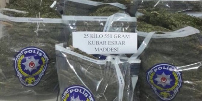 Adıyaman’da 25 kilo 550 gram esrar ele geçirildi