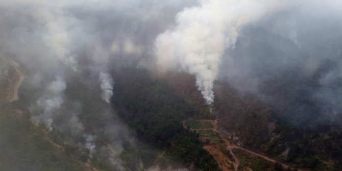 Teröristlerin çıkardığı orman yangınını söndürme çalışmaları sürüyor
