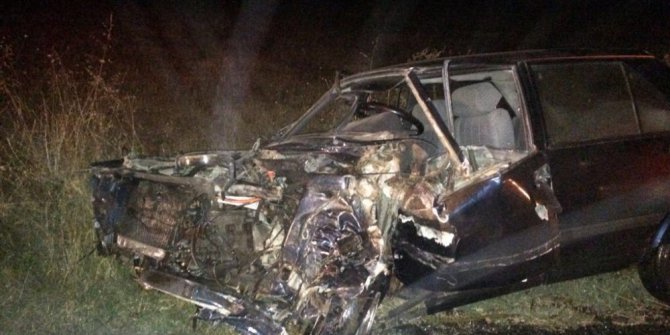 Otomobil yola fırlayan domuza çarptı, 5 kişi yaralandı