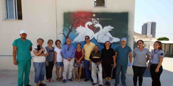 Duvarlara can dostları resmettiler