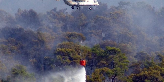 Milas’ta görevli helikopter Gürcistan’daki yangına destek için havalandı