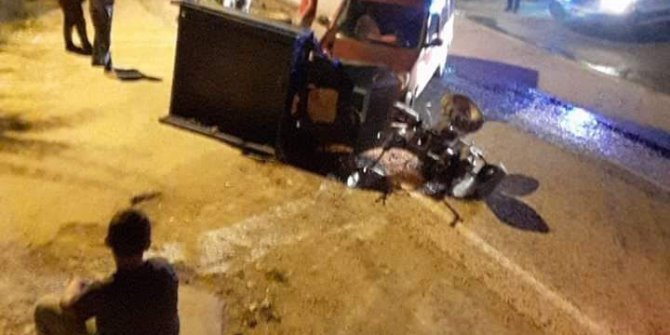 Çapa motoru ile hafif ticari araç çarpıştı: 1 yaralı
