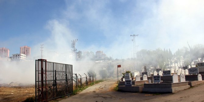 Mezarlıkta çıkan yangın korkuttu