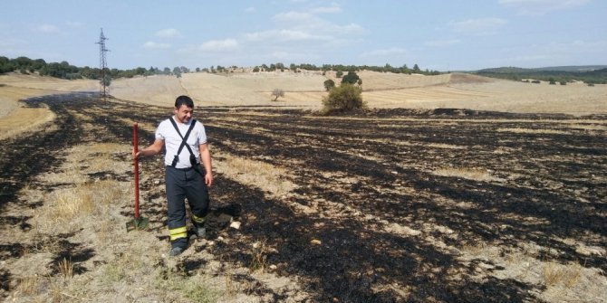 Hisarcık’ta anız yangını