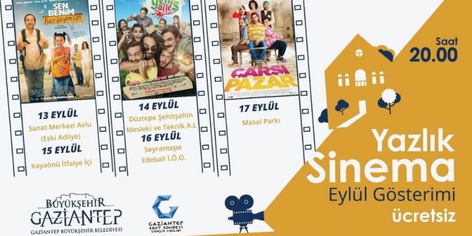Gaziantep’te ücretsiz açık hava sineması
