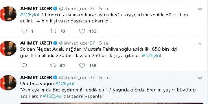 Milletvekili Uzer, 12 Eylül darbesinin bilançosunu hatırlattı