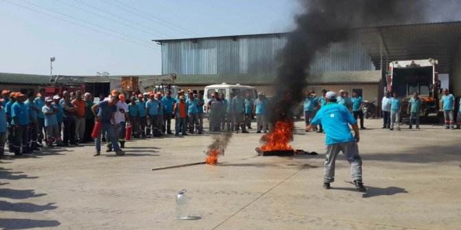 Belediye personeline yangın tatbikatı