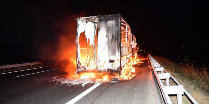 Seyir halindeki tır küle döndü