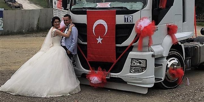 Tırını gelin arabası yaptı