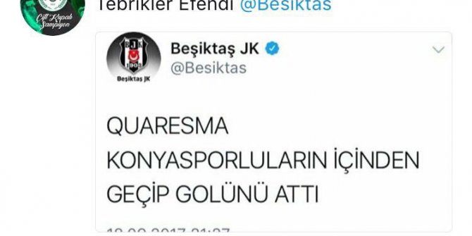 Atiker Konyaspor’dan Beşiktaş’a yanıt: "Tebrikler efendi"