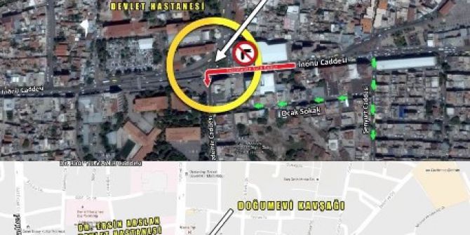 Eski Doğumevi Kavşağında Sola Dönüş Yasaklandı