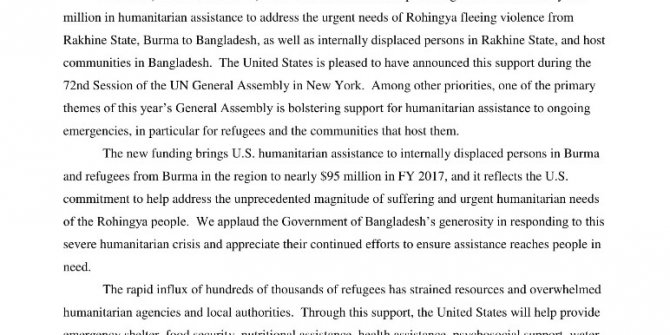 ABD’den Rohingya Müslümanlarına 32 milyon dolarlık yardım