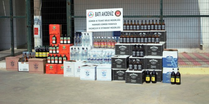 Marmaris’te 671 şişe kaçak içki ele geçirildi