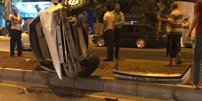 Takla atan otomobilin sürücüsü yaralandı