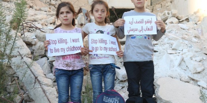 Halepli çocuklardan İHA muhabiri aracılığıyla dünyaya çağrı