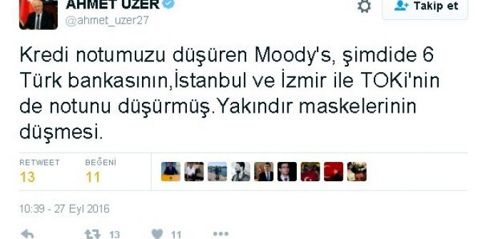 Milletvekili Uzer’den Moody’s Tepkisi