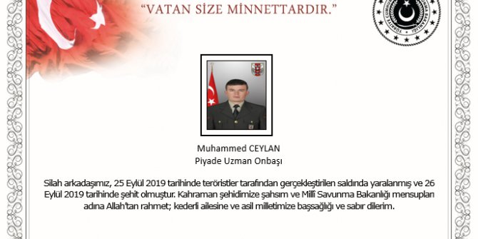 Bakan Akar’dan Başsağlığı Mesajı