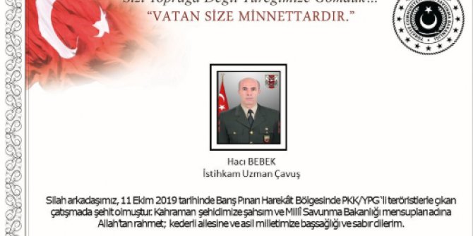 Uzman Çavuş Bebek Teröristlerle Çıkan Çatışmada Şehit Düştü