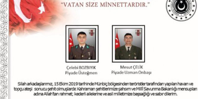 Msb : “İki Askerimiz Şehit Düştü”