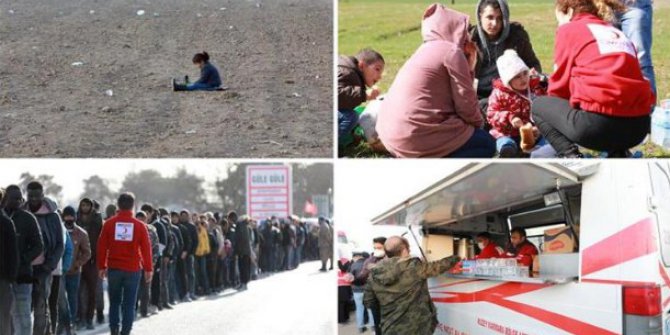 Sınırdaki Göçmenlere Kızılay Yardımı