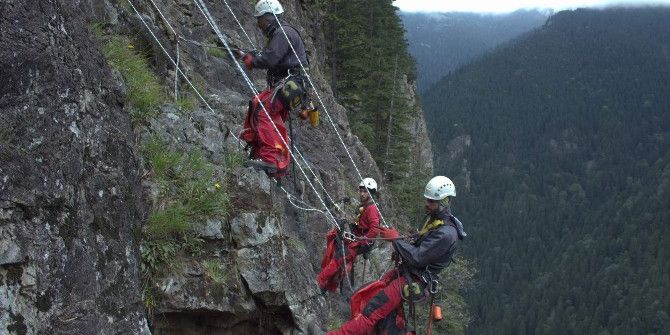Sümela Manastırı’nda Dağcıların Kayalarla Mücadelesi