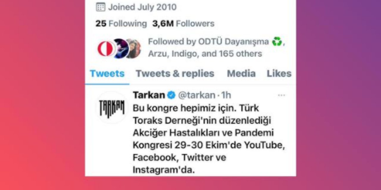 Tarkan’dan Covid-19 Kongresine Destek