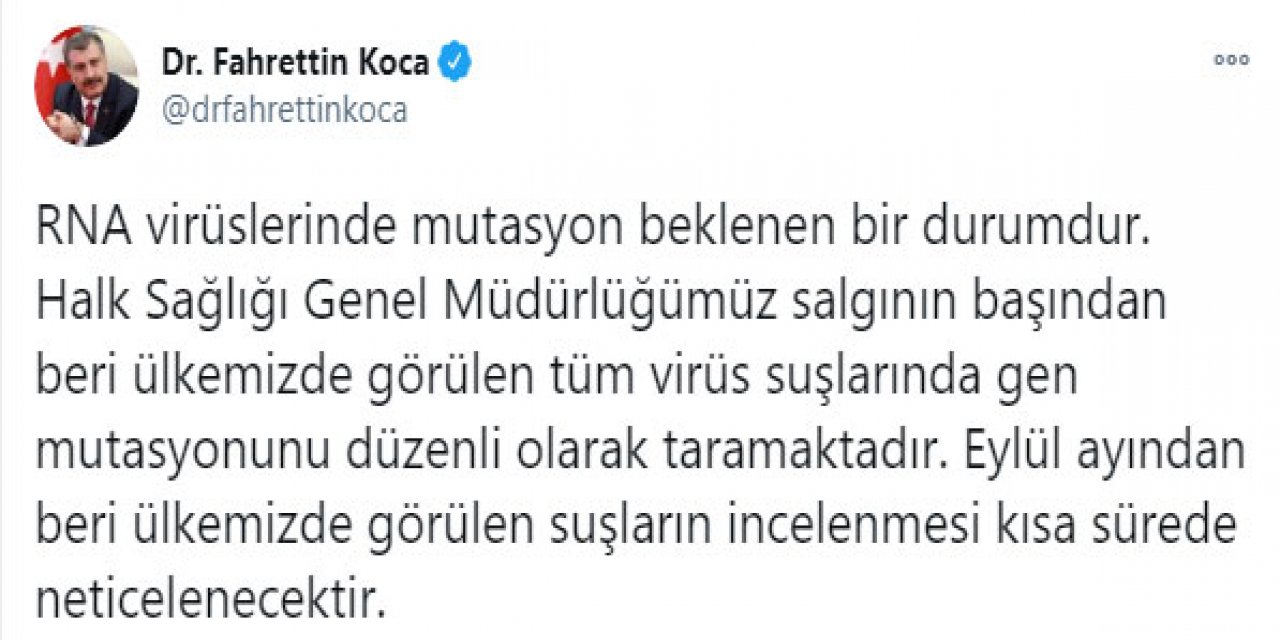Bakan Koca’dan “mutasyon” Açıklaması