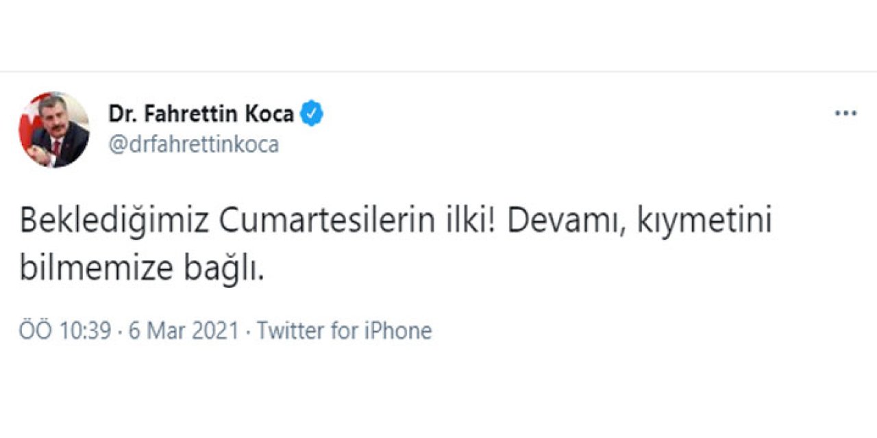 Bakan Koca’dan “Cumartesi” Mesajı