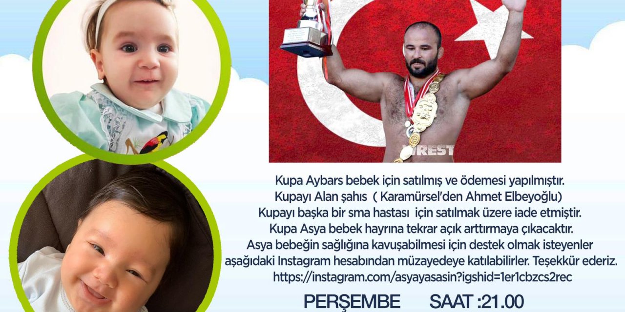 Orhan Okulu, Sma Hastası Asya İçin Kupasını Satacak