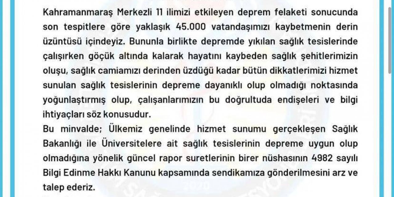 Hep-sen’den “hastaneler Depreme Dayanıklı Mı?” Başvurusu