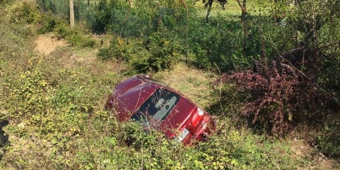 Otomobil Şarampole Devrildi: 2 Yaralı
