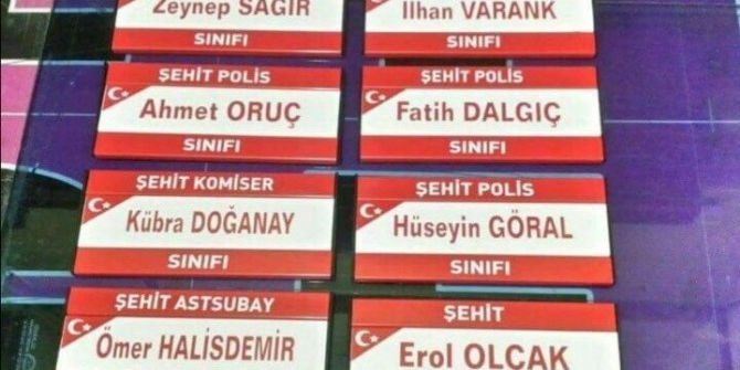 15 Temmuz Şehitlerinin Adı Sınıflara Verildi