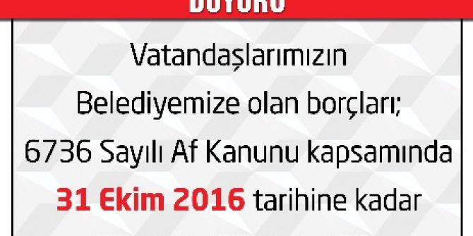 Borç Yapılandırması İçin Son Başvuru 31 Ekim