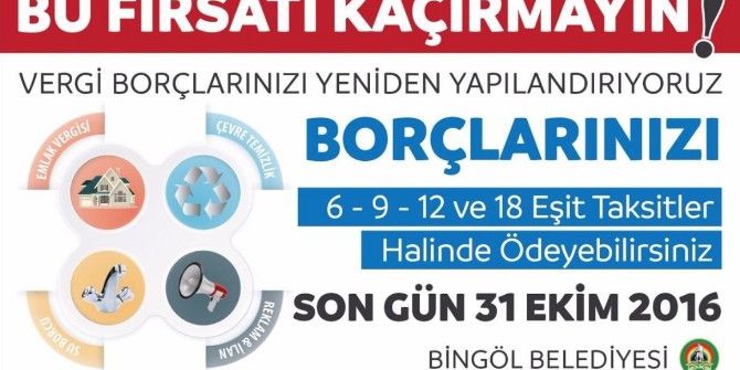 Bingöl Belediyesi’nden Yapılandırma Uyarısı