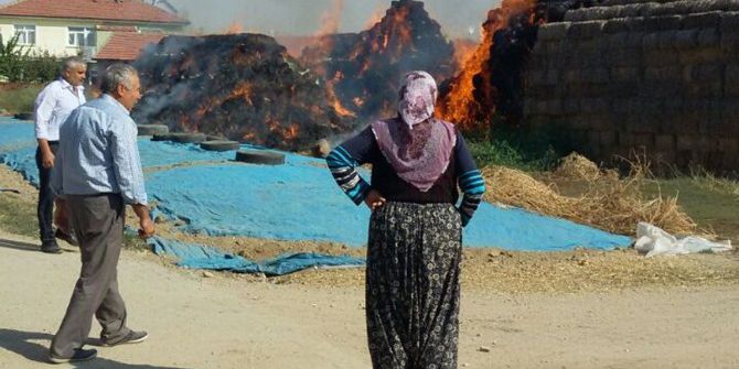 Akşehir’de Saman Yangını