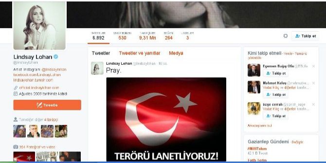 Lindsey Lohan’dan Türkiye’ye Destek