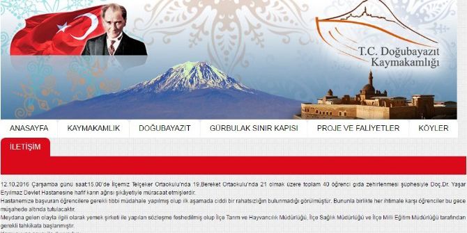 Doğubayazıt Kaymakamlığı’ndan Gıda Zehirlenmesi İlgili Açıklama