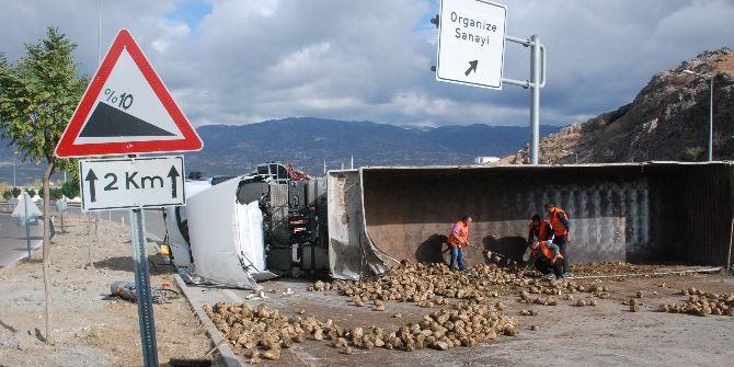 Tokat’ta Pancar Yüklü Tır Devrildi: 1 Yaralı