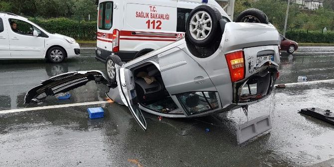 Rize’de Araç Takla Attı: 1 Yaralı