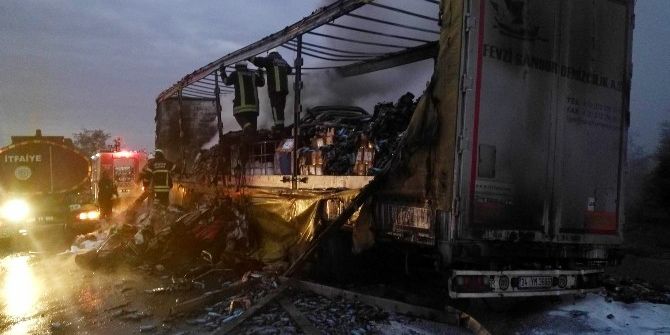 Polonya’ya Kimyasal Madde Taşıyan Tır Alev Alev Yandı