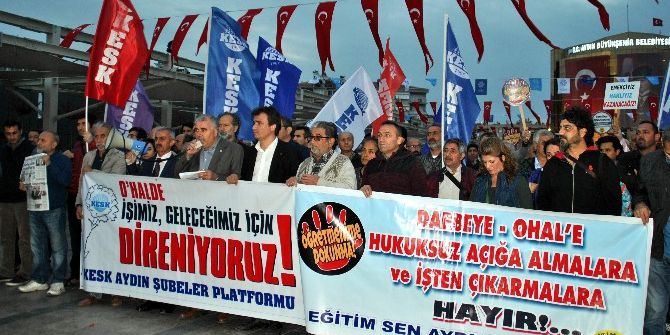 Aydın’da Bir Grup Kesk Üyesinden Khk Eylemi