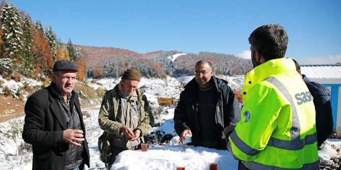 Akçay Barajında Kara Rağmen Çalışmalar Sürüyor