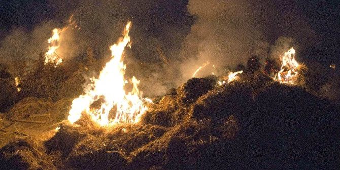 Manisa’da Samanlık Küle Döndü
