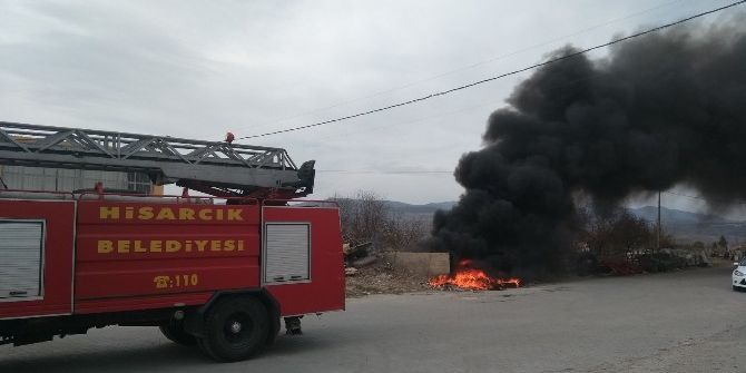 Hisarcık Sanayi Çöplüğünde Yangın