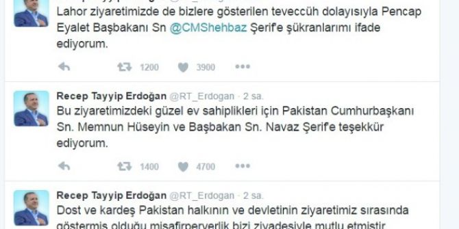 Cumhurbaşkanı Erdoğan: “Pakistan Halkına Selam Ve Sevgilerimi İletiyorum”