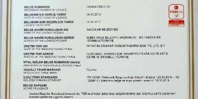 Tse ‘Den Ebys’ye “Yeterlilik Belgesi”