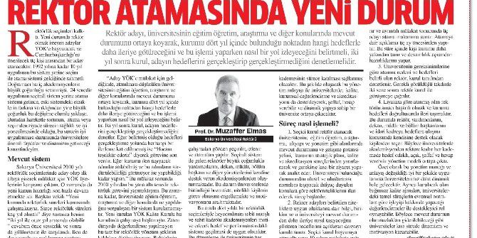 Rektör Elmas, Rektör Atamalarındaki Yeni Düzenlemeyi Yazdı