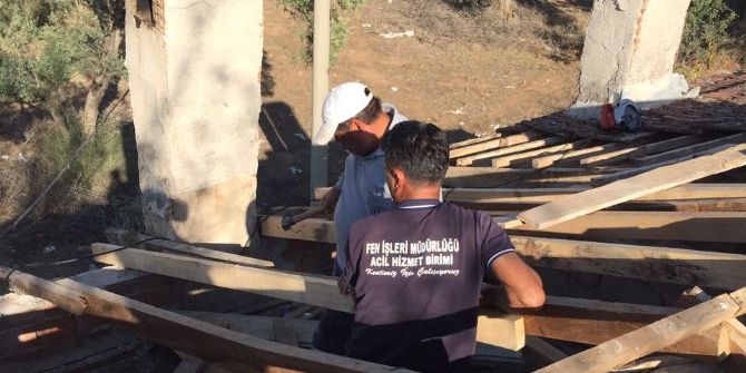 Gazinin Uçan Çatısı Onarılıyor
